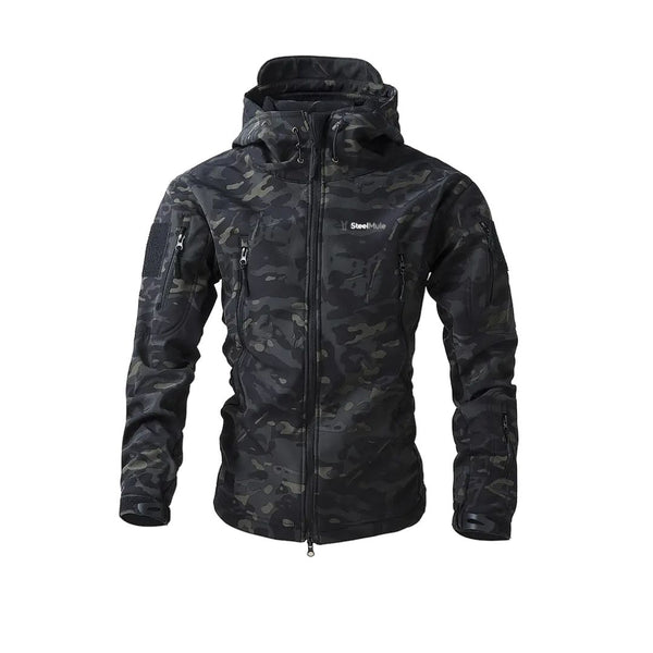 Chaqueta Táctica Militar Impermeable Black Camo Steel Mule