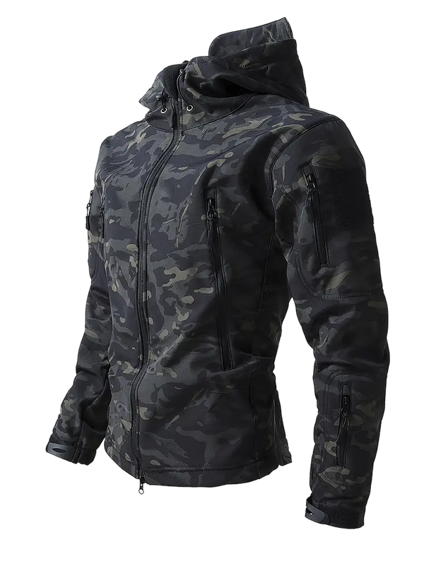 Chaqueta Táctica Militar Impermeable Black Camo Steel Mule