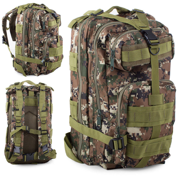 Mochila Táctica Militar 26 Litros Camuflaje Verde Pixelado Pequeña Steel Mule - Military Tactical Backpack 26 Liters Green Camo Small 