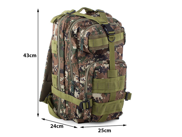 Mochila Táctica Militar 26 Litros Camuflaje Verde Pixelado Pequeña Steel Mule - Military Tactical Backpack 26 Liters Green Camo Small 