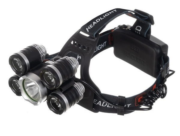 Linterna Frontal con 5 LEDs Cree T6